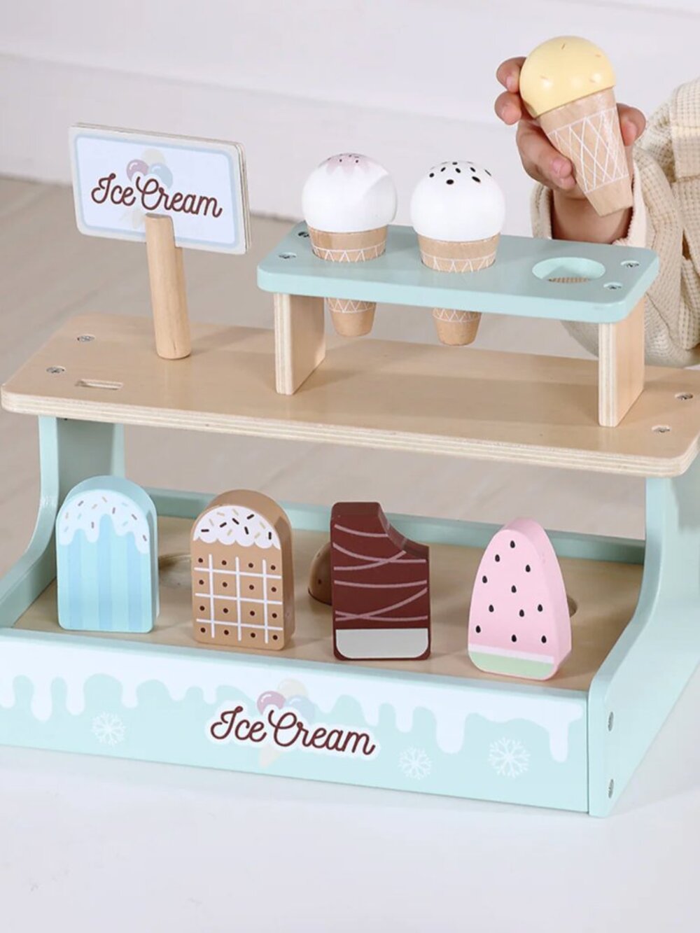 Montessori Wooden Ice Cream Shop Pretend Play Toy Set New - Picture 5 of 13